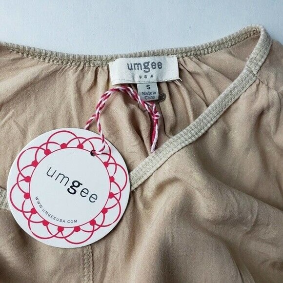 Umgee Tunic Top NEW Lagenlook Trapeze Beige Gold Small - Picture 8 of 8
